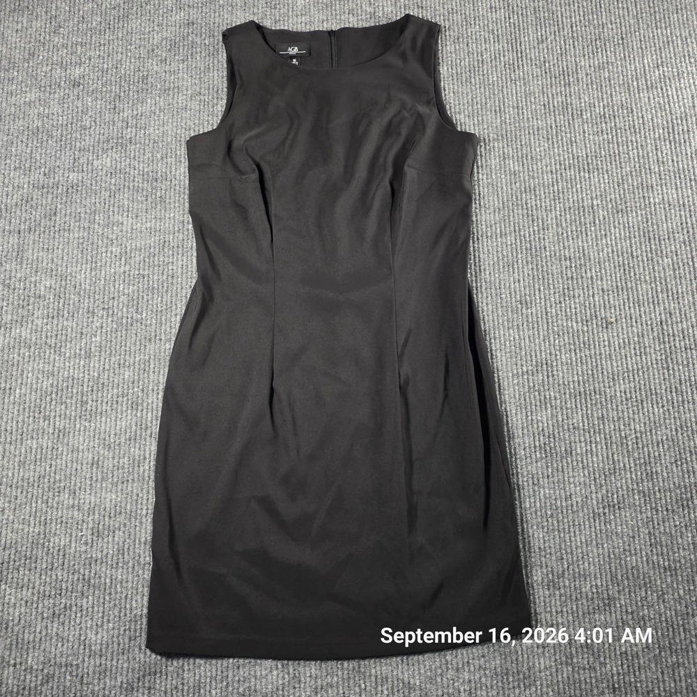 AGB Dress Womens 10 Black Sleeveless Sheath Dress Round Neck Professional Zip